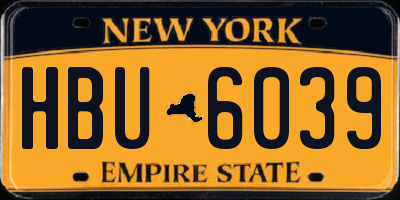 NY license plate HBU6039