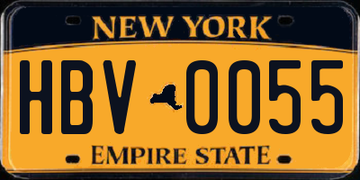 NY license plate HBV0055