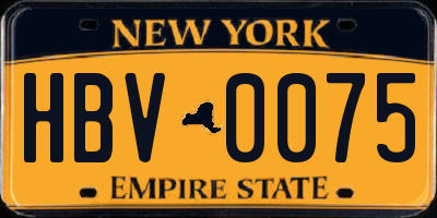 NY license plate HBV0075