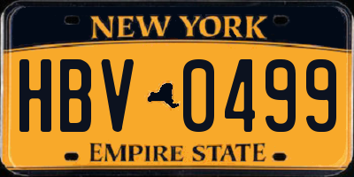 NY license plate HBV0499