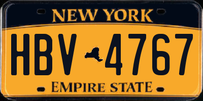 NY license plate HBV4767