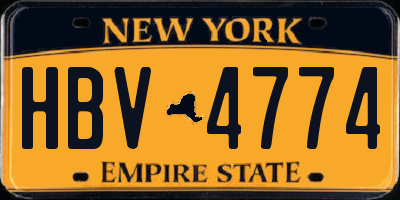 NY license plate HBV4774