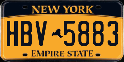 NY license plate HBV5883