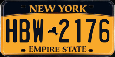 NY license plate HBW2176