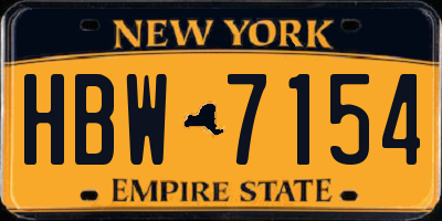 NY license plate HBW7154