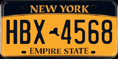 NY license plate HBX4568