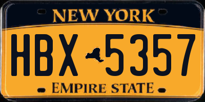 NY license plate HBX5357