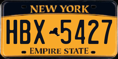 NY license plate HBX5427