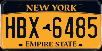 NY license plate HBX6485