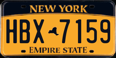 NY license plate HBX7159