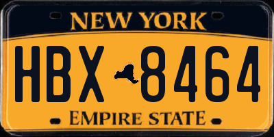 NY license plate HBX8464