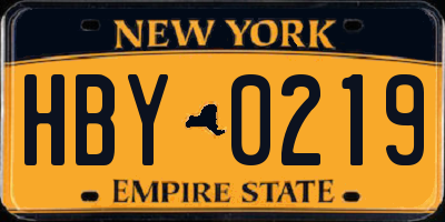 NY license plate HBY0219