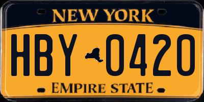 NY license plate HBY0420