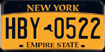 NY license plate HBY0522