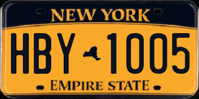 NY license plate HBY1005