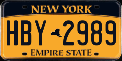 NY license plate HBY2989