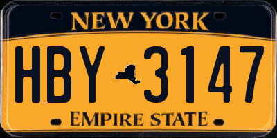 NY license plate HBY3147