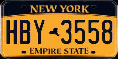 NY license plate HBY3558