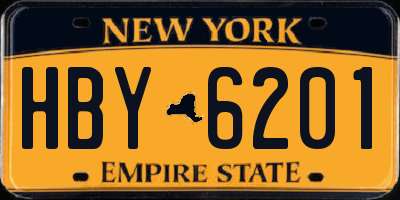 NY license plate HBY6201