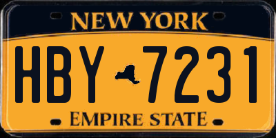 NY license plate HBY7231
