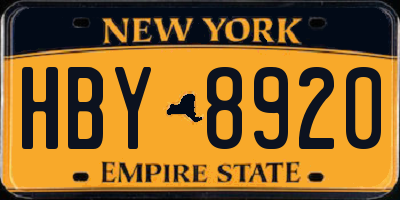 NY license plate HBY8920