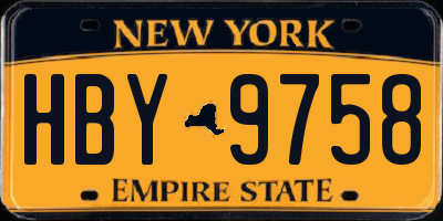 NY license plate HBY9758
