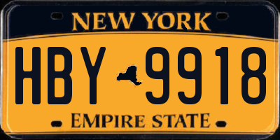 NY license plate HBY9918