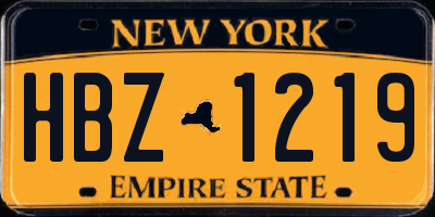 NY license plate HBZ1219