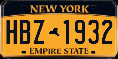 NY license plate HBZ1932