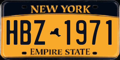 NY license plate HBZ1971