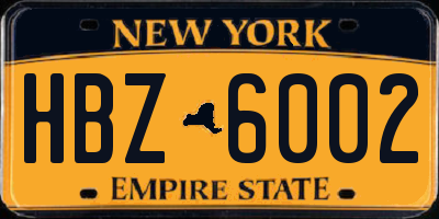 NY license plate HBZ6002