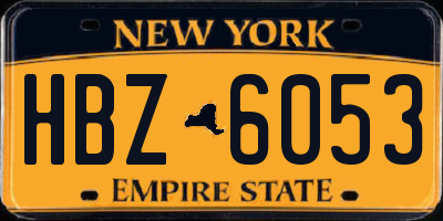 NY license plate HBZ6053