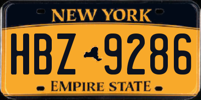 NY license plate HBZ9286