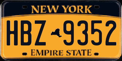 NY license plate HBZ9352