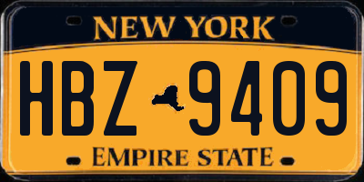 NY license plate HBZ9409