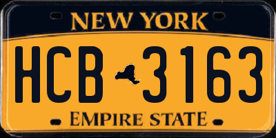 NY license plate HCB3163