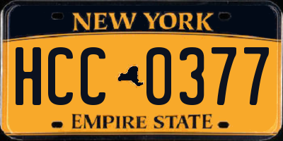NY license plate HCC0377