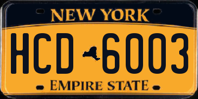 NY license plate HCD6003