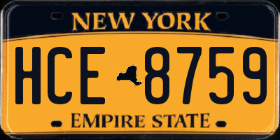 NY license plate HCE8759