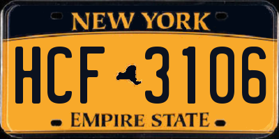 NY license plate HCF3106