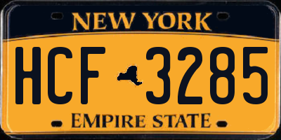 NY license plate HCF3285