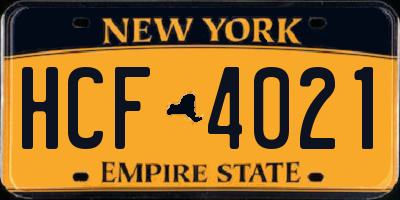 NY license plate HCF4021