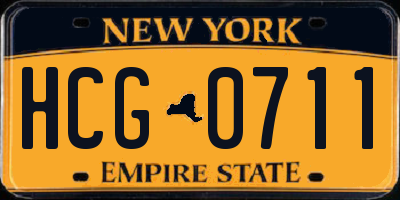 NY license plate HCG0711