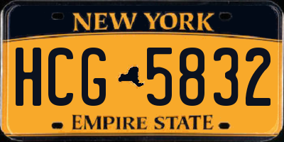 NY license plate HCG5832