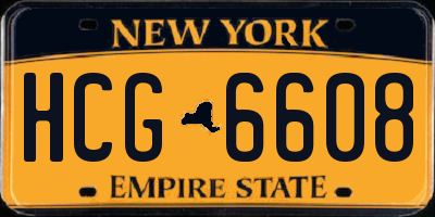NY license plate HCG6608