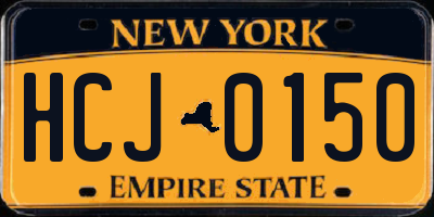 NY license plate HCJ0150
