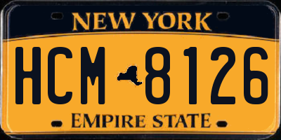 NY license plate HCM8126