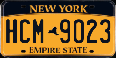NY license plate HCM9023