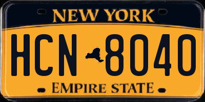 NY license plate HCN8040