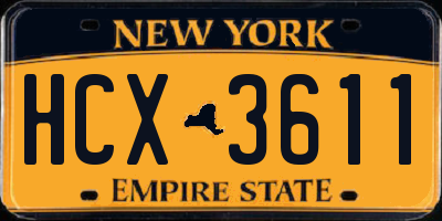 NY license plate HCX3611